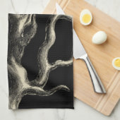 Schwarz und Tan Coral Geschirrtuch (Viertel Falte)