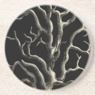 Schwarz und Tan Coral Getränkeuntersetzer