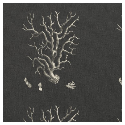 Schwarz und Tan Coral Stoff (Nahaufnahme)