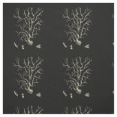 Schwarz und Tan Coral Stoff (Muster)