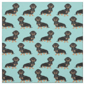 Schwarz und Tan Dackel Hund hellblau Stoff (Muster)
