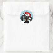Schwarz und Tan Dackel Santa Niedlich Hund Custom Runder Aufkleber (Tasche)
