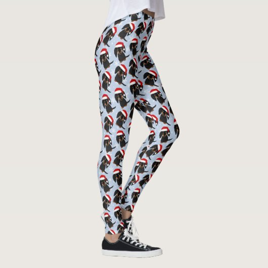 Schwarz und Tan Dackel Weihnachten Leggings (Rechts)