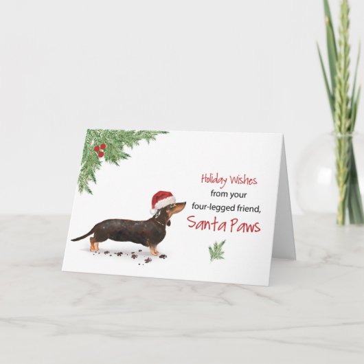 Schwarz und Tan Dackel Weihnachten Von Hund Karte (Vorderseite)