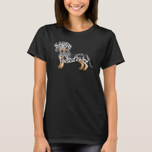 Schwarz und Tan Dapple Kurzhaar Dachshund Süßer Hu T-Shirt