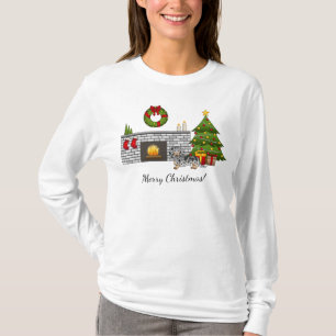 Schwarz und Tan Dapple Langhaar-Dachshund Weihnach T-Shirt