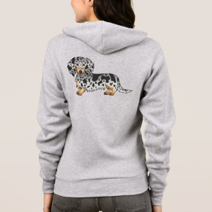 Schwarz und Tan Dapple Süßer Langhaar-Dachshund-Hu Hoodie