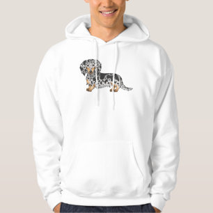 Schwarz und Tan Dapple Süßer Langhaar-Dachshund-Hu Hoodie