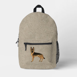 Schwarz und Tan Deutsche Schäferhund Cartoon-Hund Bedruckter Rucksack