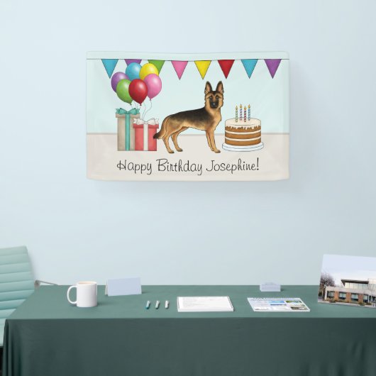 Schwarz und Tan Deutscher Schäferhund farbenfroh G Banner (Messe)