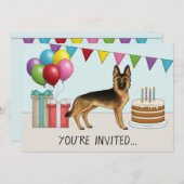 Schwarz und Tan Deutscher Schäferhund farbenfroh G Einladung (Vorne/Hinten)