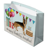 Schwarz und Tan Deutscher Schäferhund farbenfroh G Große Geschenktüte (Rückseite Schrägansicht)