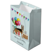 Schwarz und Tan Deutscher Schäferhund farbenfroh G Mittlere Geschenktüte (Vorderseite Schrägansicht)