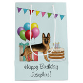 Schwarz und Tan Deutscher Schäferhund farbenfroh G Mittlere Geschenktüte (Rückseite)