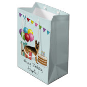 Schwarz und Tan Deutscher Schäferhund farbenfroh G Mittlere Geschenktüte (Rückseite Schrägansicht)