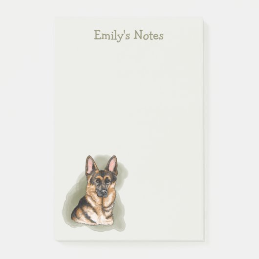 Schwarz und Tan Deutscher Schäferhund Wasserfarbe Post-it Klebezettel (Vorderseite)