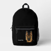 Schwarz und Tan Deutscher Schäferkopf und Name Bla Bedruckter Rucksack (Vorderseite)