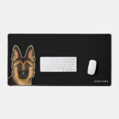 Schwarz und Tan Deutscher Schäferkopf und Name Bla Schreibtischunterlage (Tastatur & Maus)