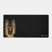 Schwarz und Tan Deutscher Schäferkopf und Name Bla Schreibtischunterlage (Vorderseite)