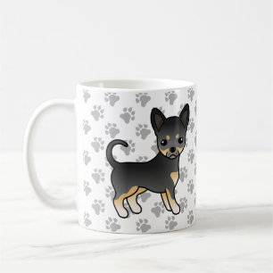 Schwarz und Tan, glatter Coat Chihuahua Dog & Paws Kaffeetasse