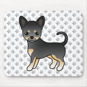 Schwarz und Tan, glatter Coat Chihuahua Dog & Paws Mousepad