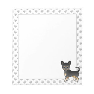 Schwarz und Tan, glatter Coat Chihuahua Dog & Paws Notizblock
