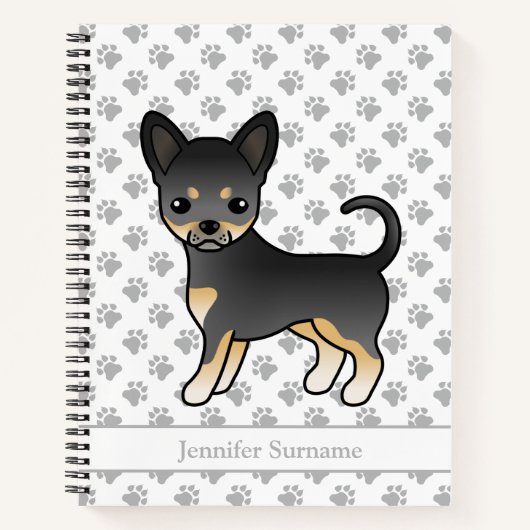 Schwarz und Tan glatter Coat Chihuahua Hund & Text Notizblock (Vorderseite)