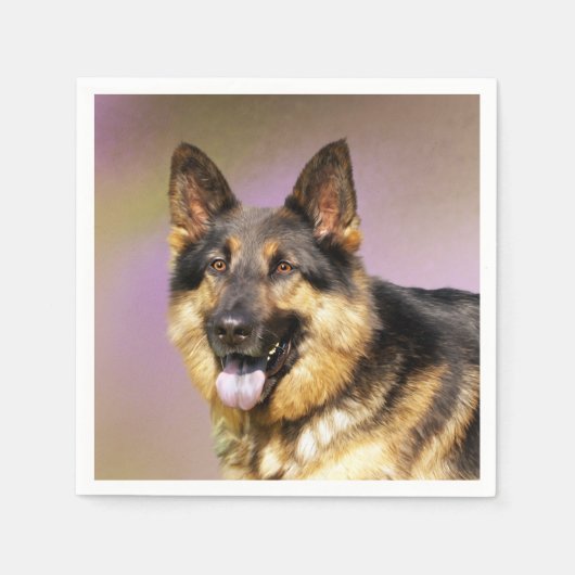 Schwarz und Tan GSD Serviette (Vorderseite)
