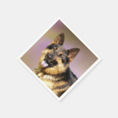 Schwarz und Tan GSD Serviette (Ecke)