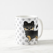 Schwarz und Tan Long Coat Chihuahua Niedliche Hund Kaffeetasse (VorderseiteRechts)