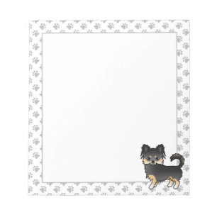 Schwarz und Tan Long Coat Chihuahua Niedliche Hund Notizblock
