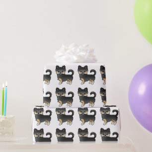 Schwarz und Tan Long Coat Chihuahua Niedliches Hun Geschenkpapier