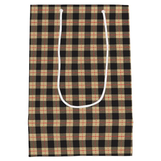 Schwarz und Tan mit rotem Streifen Mittlere Geschenktüte (Rückseite)