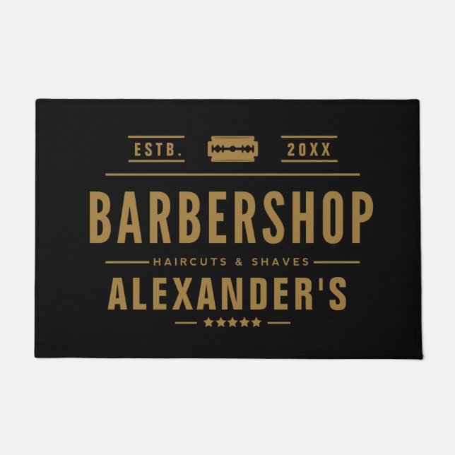 Schwarz und Tan Modern Fußmatte (Vorderseite)