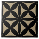 Schwarz und Tan Moderne / Retro-Print Fliese (Vorderseite)