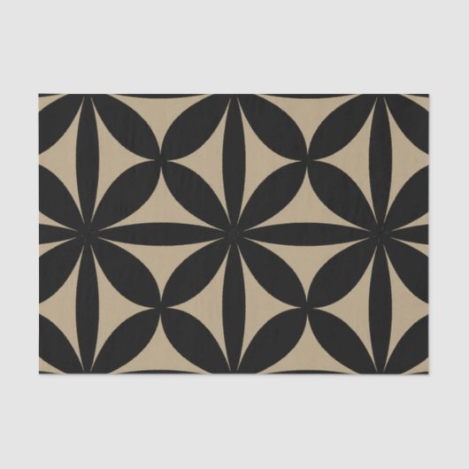 Schwarz und Tan Moderne / Retro-Print Seidenpapier (Vorderseite)