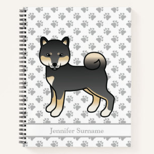 Schwarz und Tan Shiba Inu Cartoon Dog & Custom Tex Notizblock