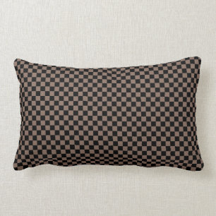 Schwarz und Taupe Brown kariert Lendenkissen