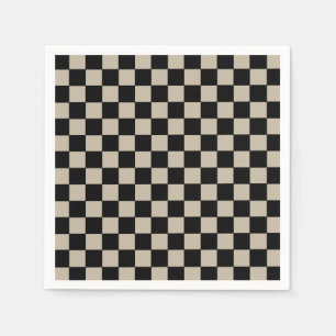 Schwarz und Taupe kariert Serviette