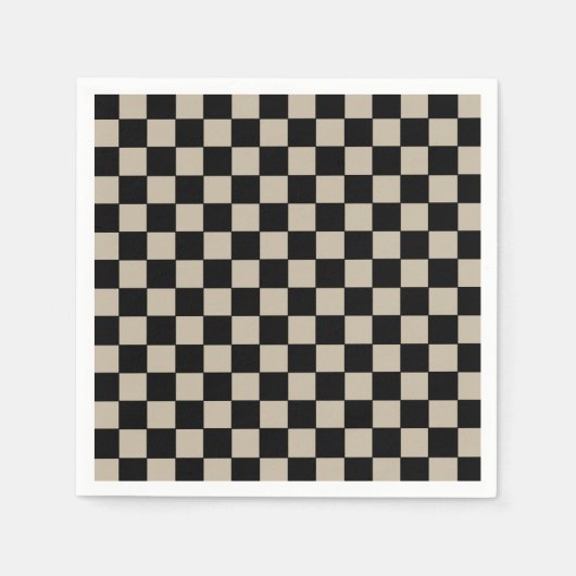 Schwarz und Taupe kariert Serviette (Vorderseite)