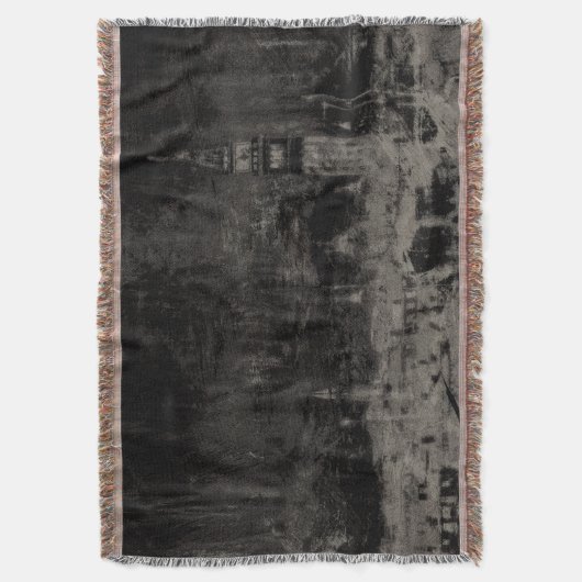 Schwarz und Taupe Skyline Venedig Italien Decke (Vorderseite Vertikal)