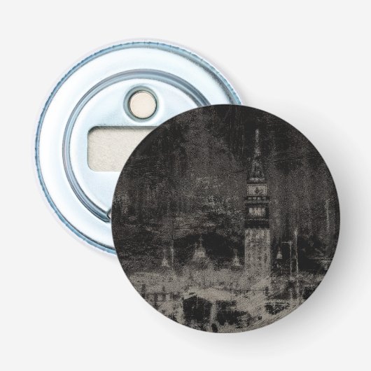 Schwarz und Taupe Skyline Venedig Italien Flaschenöffner (Vorderseite)