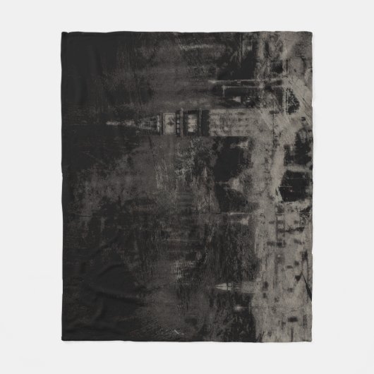 Schwarz und Taupe Skyline Venedig Italien Fleecedecke (Vorderseite)