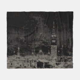 Schwarz und Taupe Skyline Venedig Italien Fleecedecke