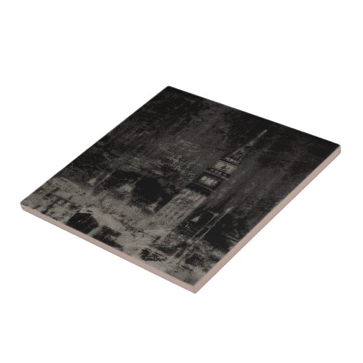 Schwarz und Taupe Skyline Venedig Italien Fliese (Seite)