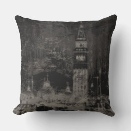 Schwarz und Taupe Skyline Venedig Italien Kissen