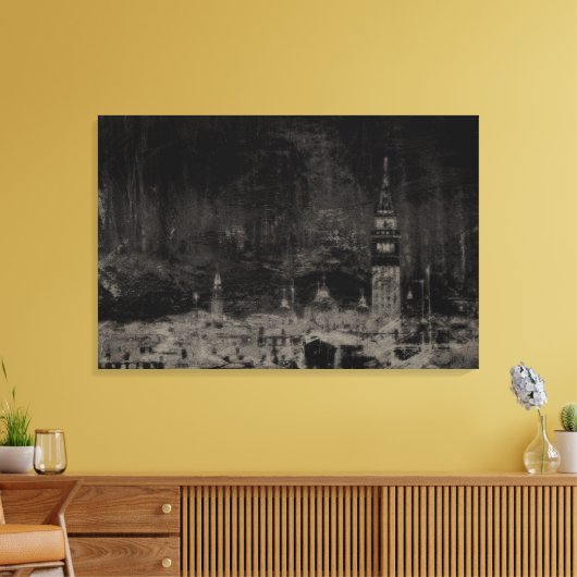 Schwarz und Taupe Skyline Venedig Italien Leinwanddruck (Insitu (Wohnzimmer))