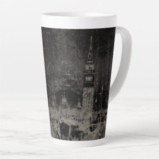 Schwarz und Taupe Skyline Venedig Italien Milchtasse (Rechte Ecke)