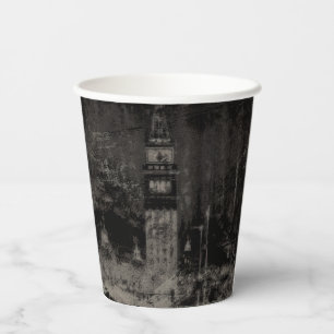 Schwarz und Taupe Skyline Venedig Italien Pappbecher