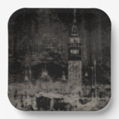 Schwarz und Taupe Skyline Venedig Italien Pappteller (Vorderseite)